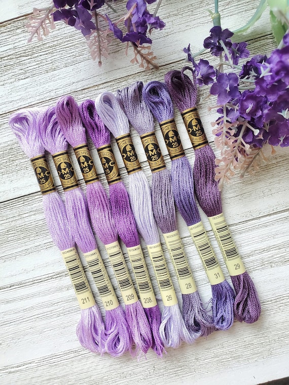 PURPLE Embroidery Floss Set DMC Embroidery Thread Collection Floss