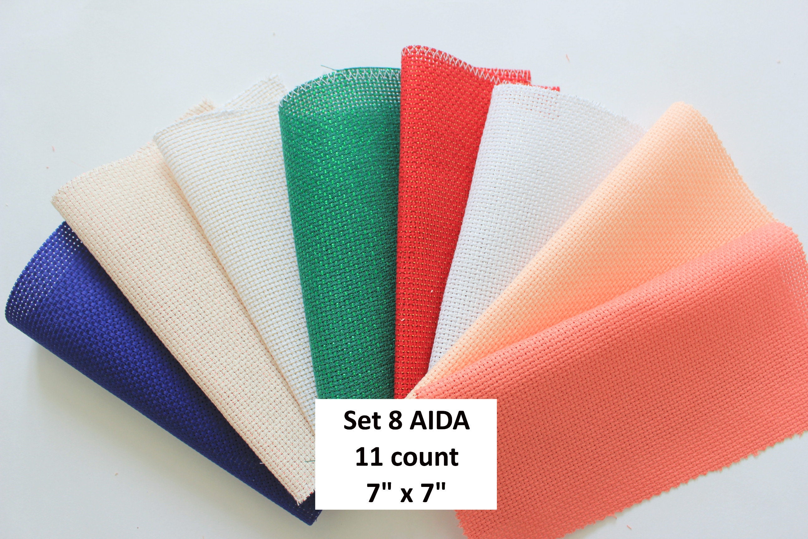 Set 8 AIDA Fabric Cut 7 x 7 AIDA 11 count Cross Etsy