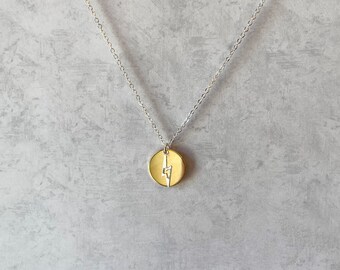 Lightning Bolt Necklace, Minimalist Pendant Gold, Dainty Necklace for Her, Stocking Stuffer for Women, Funny Birthday Gift for Best Friend