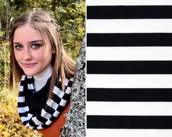 Infinity Scarf, Black and White Striped Scarf, Circle Scarf, Unique Gift for Girlfriend, Christmas Gift, Birthday Gift for Teenage Girl