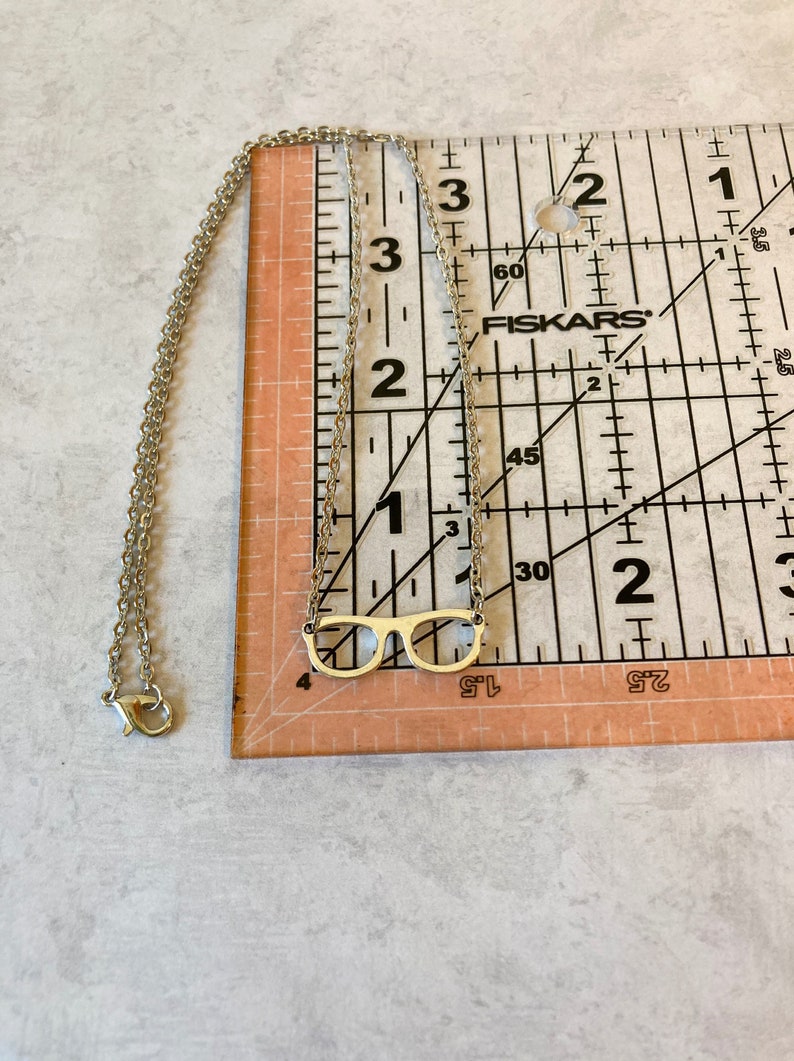 Hipster Glasses Necklace, Everyday Necklace Silver, Geek Jewelry, Funny Birthday Gifts for Best Friend, Mini Gifts Women, Last Minute Gift image 6