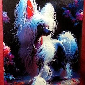 Chinese Crested Dog Original Painting Canvas Print &quot;In Spring&quot;