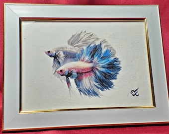 Cuadro original enmarcado "Betta Duo"