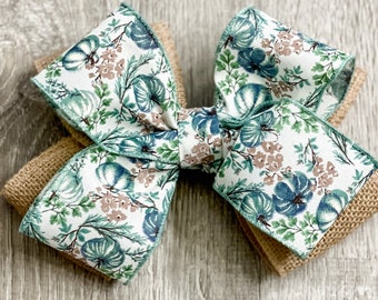 Fall Bow, Fall Lantern Bow, Fall Wreath Bow, Fall Mailbox Bow, Thanksgiving Bow, Wired Ribbon Bow, Autumn Bow, Orange and Green Plaid Bow