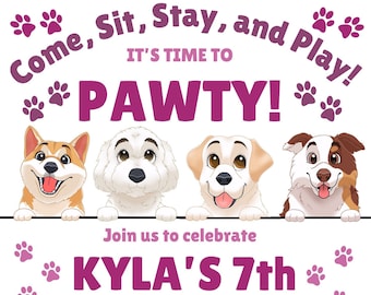 Dog Birthday Pawty Invitation: Puppy Party Invites (Digital File)