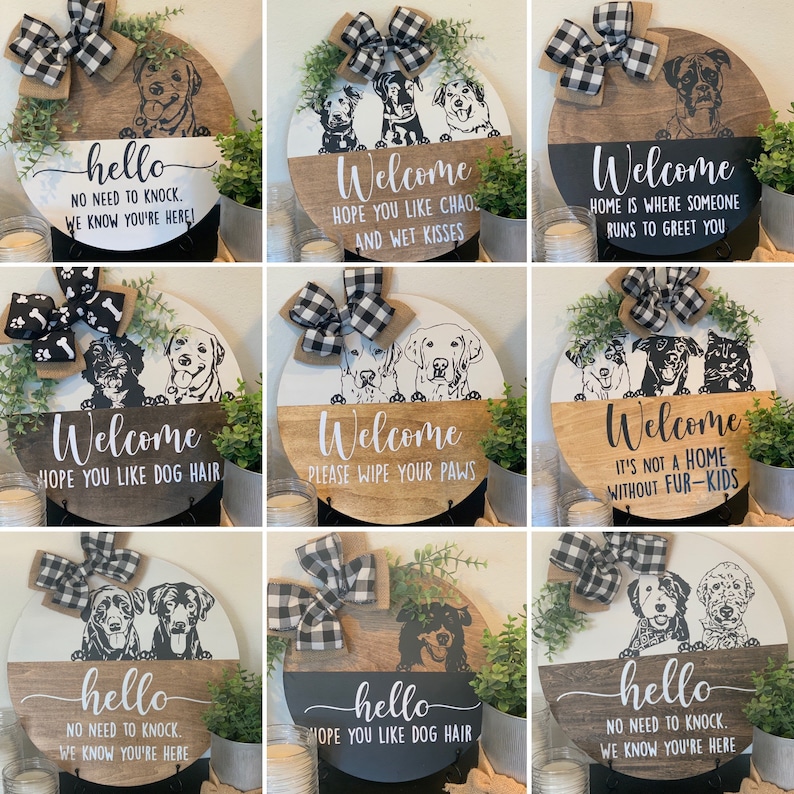 Personalized Pet Welcome Sign, Interchangeable Bow Door Hanger - Etsy