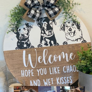 Personalized Pet Welcome Sign, Interchangeable Bow Door Hanger - Etsy