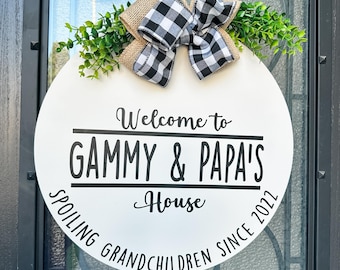 Personalized Gift for Grandparents/ Unique Grandparents Gift/ Spoiling Grandchildren Door Hanger/ Interchangeable Sign/ Customized Door Sign