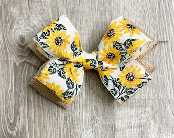 Spring Sunflower Interchangeable Bow/Yellow Sunflower Wreath Bow/ Welcome Sign Bow/ Spring Lantern Bow/ Mantel Bow/ Mother's Day Sunflower