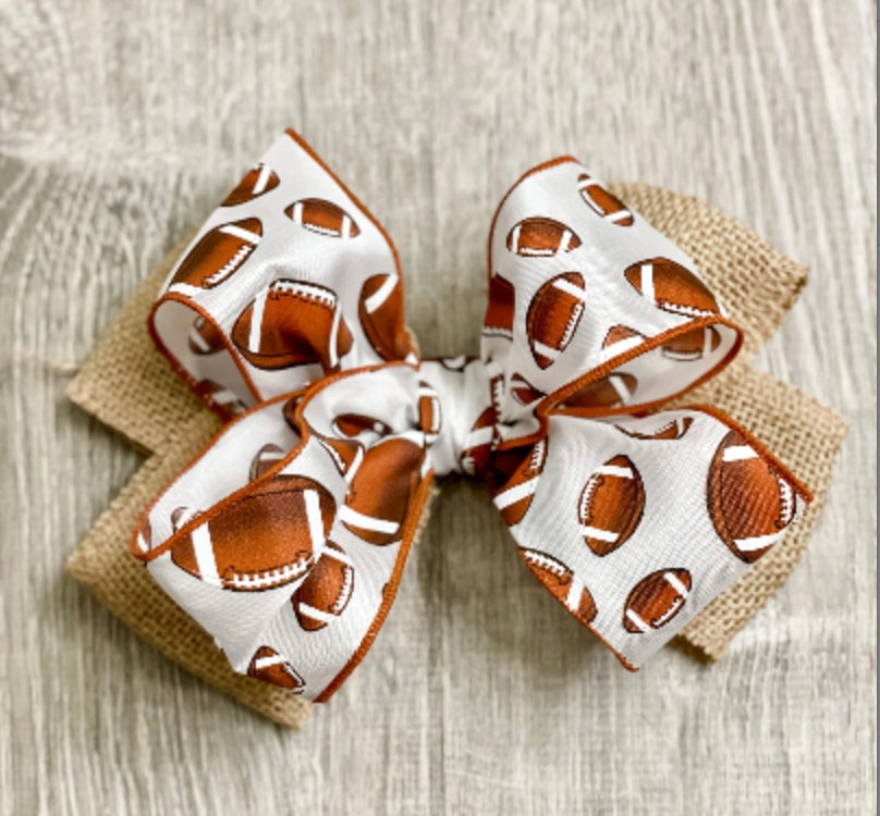 Super Bowl Party Superbowl Bow Superbowl Centerpiece Football Wreath Bow Football Lantern Bow Football CenterpieceFootball