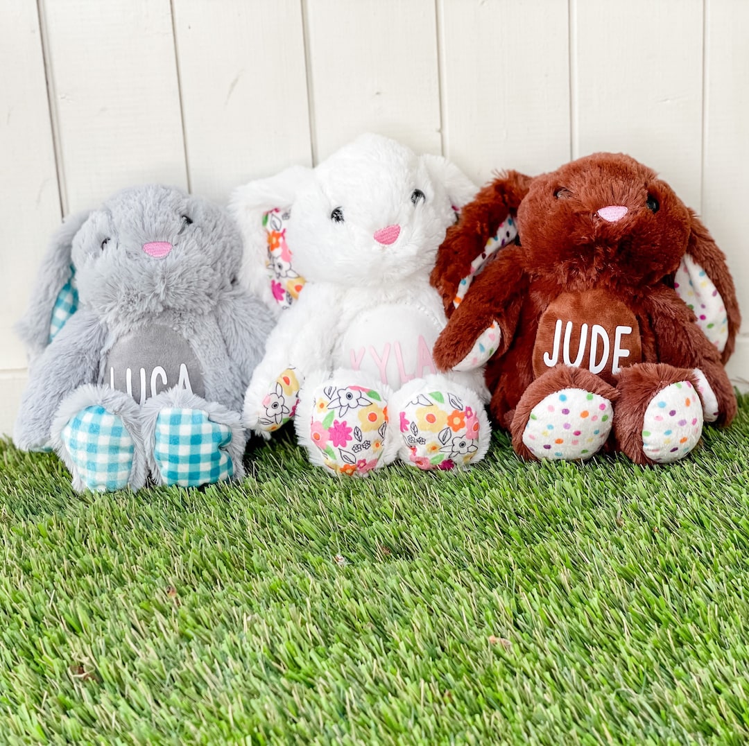 Stuffed Lovie/ Personalized Baby Gift Stuffed Bunny Lovey/ Plush Bunny/ Flower Girl Gift