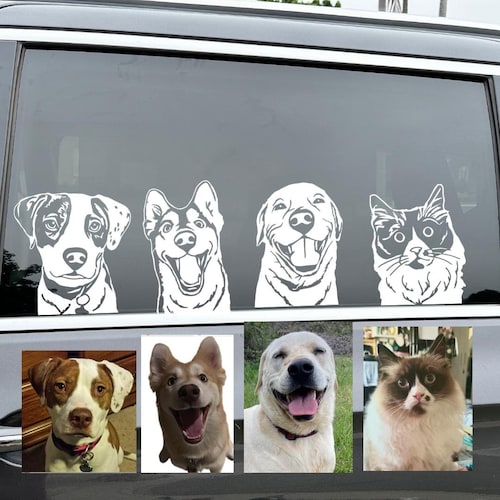 Sticker chien voiture/autocollant chien personnalisé/autocollant personnalisé pour animal de compagnie/autocollant personnalisé voiture pour animal de compagnie/autocollant en vinyle chien/autocollant de fenêtre de voiture/autocollant chat/autocollant portrait d'animal de compagnie