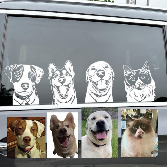 Dog Car Decal/ Custom Dog Decal/ Custom Pet Sticker/ Custom Pet Car Decal/ Dog Vinyl Decal/ Car Window Decal/ Cat Decal/ Pet Portrait Decal
