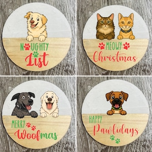 Funny Pet Portrait Ornament/ Funny Dog Ornament/ Holiday Gift Dog Lover/ Pet Photo Ornament/ Dog Owner Ornament/ Dog Portrait Ornament image 1