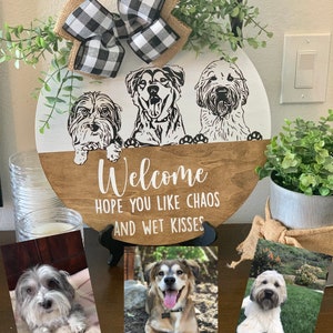 Personalized Peek Pet Portrait Door Hanger from Photo/ Pet Door Decor/ Pet Wreath/ Dog Welcome Plaque/ Pet Owner Gift for Dog Lover/ Dog Mom