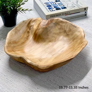 Handmade Natural Root Wooden Bowl Storage Crafts Fruit Salad Serving Bowls (7.87-9.45 Inches and 13.77-15.35 Inches) Housewarming gift Mom