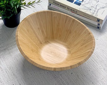 Large Bamboo Salad Wooden Bowl - Sustainable, Stylish, and Eco-Friendly (12x11x5 inch)