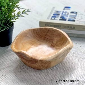Handmade Root Wooden Bowl, Rustic Wood Bowl Small 8-9 or Large 13-15 ...