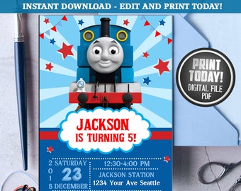 Thomas The Train Birthday Invitations Etsy