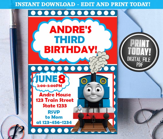Thomas Train Invitation Thomas Train Birthday Thomas Train | Etsy