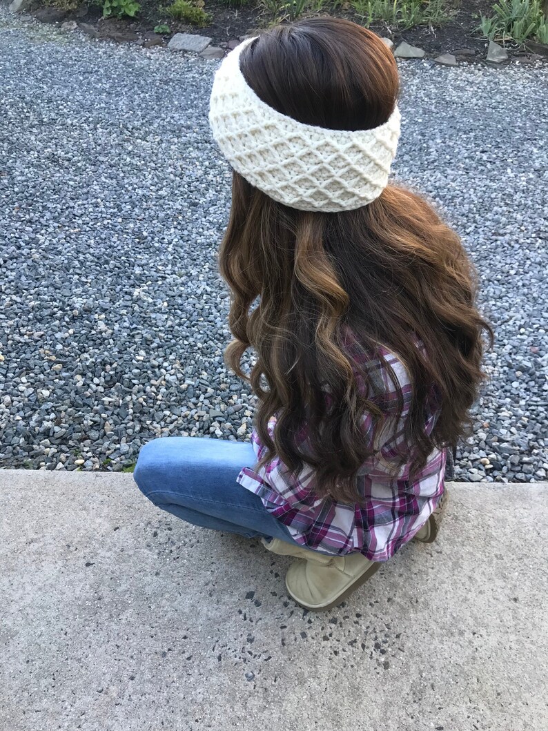 Crocheted Diamond Trellis Ear Warmer
