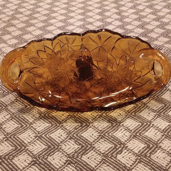 Vintage Amber Lily Pons Indiana Glass