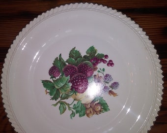 Vintage Harker Pottery Co Strawberry Fruit 10 1/2" plate 22kt gold