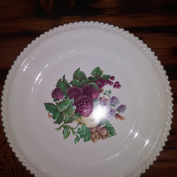 Vintage Harker Pottery Co Strawberry Fruit 10 1/2" plate 22kt gold