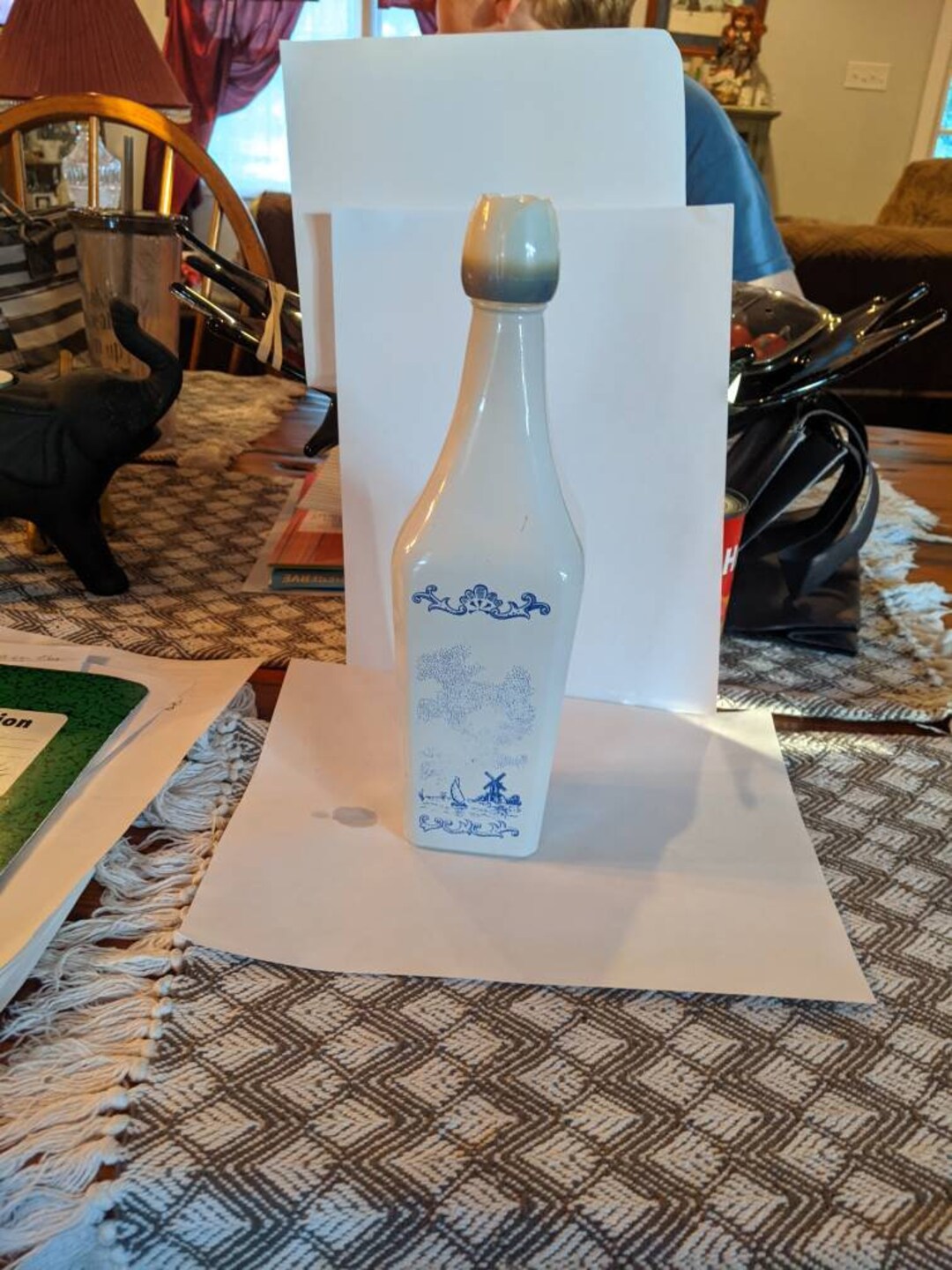 Vandermint Vintage Blue Delft Liquor Bottle Etsy