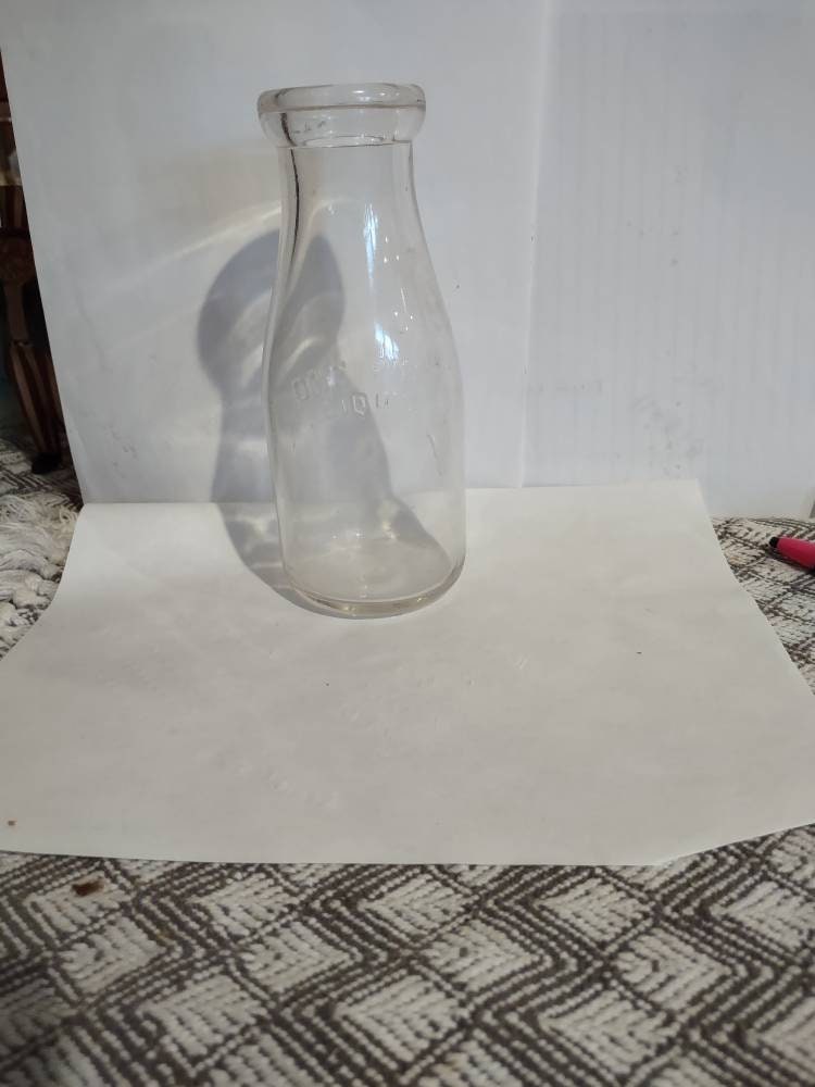 Vintage One Pint Glass Milk Bottle Etsy