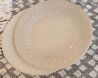 Fire King 9" Ivory Swirl Dinner Plate 2 piece set