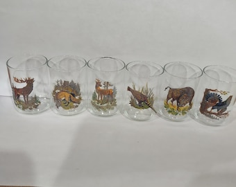 Woodland Animal Shot Glasses, Vintage, E. B Glass Co. 12 PC set