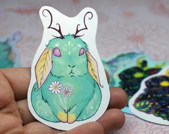 Springtime Jackelope Sticker | 3.5" Vinyl  Cute Bunny Decal | Fantasy Gift, Rabbut Character