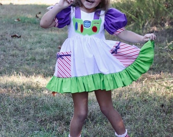 Buzz light year dress, buzz  dress costume, buzz dress, toy story dress, buzz girl dress