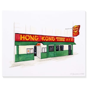 Hong Kong Restaurant (near Harvard University – Cambridge, MA) Hand-Painted Watercolor Print