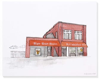 Tiger Town Tavern (near Clemson University - Clemson, SC) Hand Painted Watercolor Print