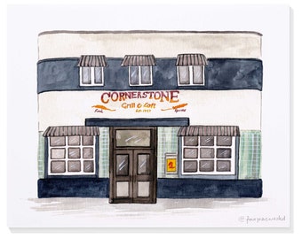 Cornerstone Grill (near University of Maryland – College Park, MD) Hand-Painted Watercolor Print