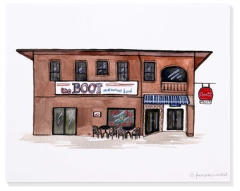 The Boot (near Tulane University – New Orleans, LA) Hand-Painted Watercolor Print