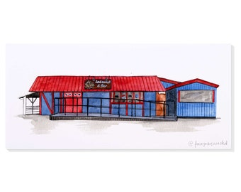 Ted’s Bar (Storrs, Connecticut) Hand-Painted Watercolor Print