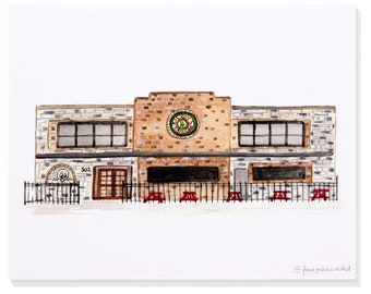 Kilroy's on Kirkwood (near Indiana University - Bloomington, IN) Hand Painted Watercolor Print