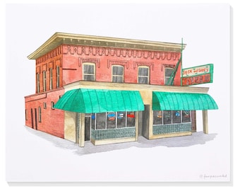 Jack & Dan’s Tavern (near Gonzaga University – Spokane, WA) Hand-Painted Watercolor Print