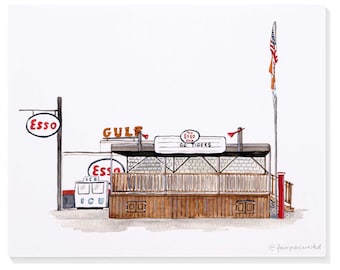 Esso Club (Clemson University - Clemson, SC) Hand Painted Watercolor Print