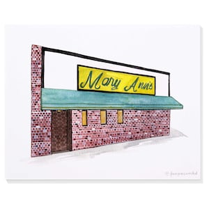 Mary Ann’s (near BC – Boston College – Chestnut Hill, MA) Hand-Painted Watercolor Print