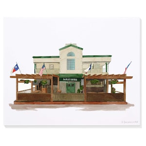 Barley House (near SMU – Southern Methodist University – Dallas, Texas) Hand-Painted Watercolor Print