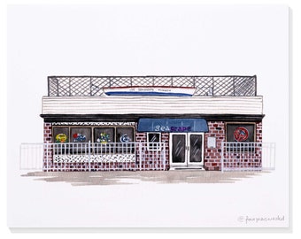 The Seagrape Cafe v.2 (Fairfield University - Fairfield, CT) Hand Painted Watercolor Print