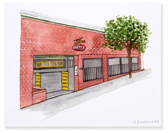 Champ’s (near Penn State – State College, PA) Hand-Painted Watercolor Print