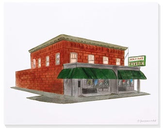 Jack & Dan's (near Gonzaga University - Spokane, WA) Hand Painted Watercolor Print