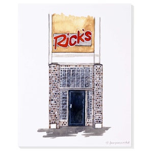 Rick’s American Café (near University of Michigan – Ann Arbor, MI) Hand-Painted Watercolor Print