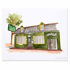 Green Leafe Café (near William & Mary – Williamsburg, VA) Hand-Painted Watercolor Print