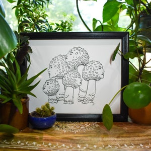 Mushwombs Print - Nature Drawing - Artwork - Black and White - Wall Decor - Gifts For Everyone - Design Drawing